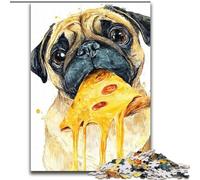 Jigsaw Puzzles for Adults Teenagers Jigsaws Puzzle Dog Eating Pizza, Family Fun Games Is Ideal As A Gift for The Whole Family (Size 50x75cm)
