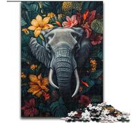 Jigsaw Puzzles for Adults Teenagers Jigsaws Puzzle Elephant Flowers, Decompressing Intellectual Educational Toy Birthday Present, Gifts, Wall Art (Size 26x38cm)