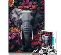 Jigsaw Puzzles for Adults Teenagers Jigsaws Puzzle Elephant Flowers,Educational Games Home Decoration Birthday Present,Gifts,Wall Art (38x26cm)