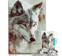 Jigsaw Puzzles for Adults Teenagers Jigsaws Puzzle Fantasy Wolf,Charcoal Art Staycation Kill Time for Home Decoration 38x26cm