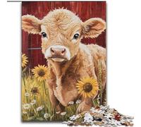 Jigsaw Puzzles for Adults Teenagers Jigsaws Puzzle Farm Sunflower Cows, Decompressing Intellectual Educational Toy Birthday Present, Gifts, Wall Art (Size 50x75cm)