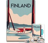 Jigsaw Puzzles for Adults Teenagers Jigsaws Puzzle Finland Travel Poster,Educational Family Game Wall Decoration Unique Birthday And Xmas Gifts (38x26cm)
