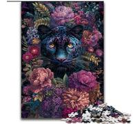 Jigsaw Puzzles for Adults Teenagers Jigsaws Puzzle Floral Black Panther, Family Game Birthday Gifts Challenge High Difficulty (Size 50x75cm)