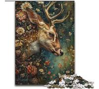 Jigsaw Puzzles for Adults Teenagers Jigsaws Puzzle Floral Deer, Birthday Gift Idea for Adults, Family Game And Hobby 26x38cm
