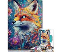 Jigsaw Puzzles for Adults Teenagers Jigsaws Puzzle Flower Fox,Educational Games Home Decoration Birthday Present,Gifts,Wall Art (38x26cm)