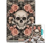 Jigsaw Puzzles for Adults Teenagers Jigsaws Puzzle Flower Skull,Toys Educational Games Stress Relieving Enhance Love between Couples (38x26cm)