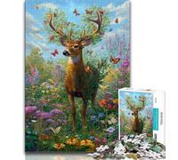 Jigsaw Puzzles for Adults Teenagers Jigsaws Puzzle Flowers And Deer,Toys Educational Games Stress Relieving Enhance Love between Couples (75x50cm)