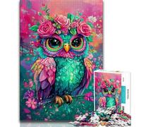 Jigsaw Puzzles for Adults Teenagers Jigsaws Puzzle Flowers Owl,Family Entertainment Toys with Matching Poster And Trivia Sheet (38x26cm)