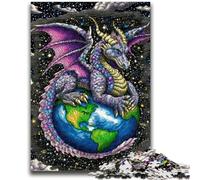 Jigsaw Puzzles for Adults Teenagers Jigsaws Puzzle Flying Dragon Standing on Earth Stress Reliever Difficult Challenge with Matching Poster And Trivia Sheet 26x38cm