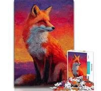 Jigsaw Puzzles for Adults Teenagers Jigsaws Puzzle Fox Sunset,Educational Stress Relief Toy for Is Ideal As A Gift for The Whole Family (75x50cm)