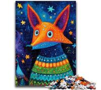 Jigsaw Puzzles for Adults Teenagers Jigsaws Puzzle Fox Wearing A Scarf Challenging Game for The Whole for Women, Gifts for Men 50x75cm