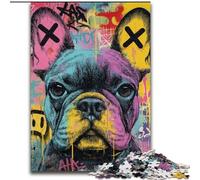 Jigsaw Puzzles for Adults Teenagers Jigsaws Puzzle French Bulldog Graffiti, Game Toys Every Piece Is Unique - Challenging Family Fun Game for for Age 14 (Size 50x75cm)