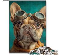 Jigsaw Puzzles for Adults Teenagers Jigsaws Puzzle French Bulldog Pilot, Game Toys Every Piece Is Unique - Challenging Family Fun Game for for Age 14 (Size 26x38cm)