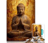 Jigsaw Puzzles for Adults Teenagers Jigsaws Puzzle Golden Buddha Statue,Charcoal Art Staycation Kill Time for Home Decoration 75x50cm