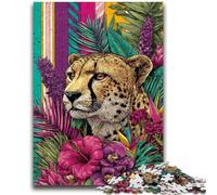 Jigsaw Puzzles for Adults Teenagers Jigsaws Puzzle Golden Leopard in The Flowers for Educational Game Challenge Toy Unique Home Decor And Gifts 26x38cm