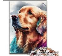 Jigsaw Puzzles for Adults Teenagers Jigsaws Puzzle Golden Retriever Watercolo, Stress Reliever Difficult Challenge Home Decoration Toys (Size 50x75cm)