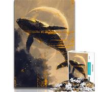 Jigsaw Puzzles for Adults Teenagers Jigsaws Puzzle Golden Whale,Family Entertainment Toys with Matching Poster And Trivia Sheet (38x26cm)