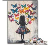 Jigsaw Puzzles for Adults Teenagers Jigsaws Puzzle Graffiti Girl And Butterfly Suitable for People Aged 14 And Above Educational Game Challenge Toy Gift For Birthdays 70x100cm