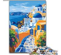 Jigsaw Puzzles for Adults Teenagers Jigsaws Puzzle Greek Island Santorini, Stress Reliever Difficult Challenge Secret Santa Gifts for Age 14 Years Up 26x38cm