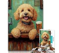 Jigsaw Puzzles for Adults Teenagers Jigsaws Puzzle Happy Goldendoodle,Family Entertainment Toys with Matching Poster And Trivia Sheet 50x75cm