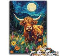 Jigsaw Puzzles for Adults Teenagers Jigsaws Puzzle Highland Cow Oil Painting Stress Reliever Difficult Challenge Deal As Gifts for The Whole Family 50x75cm