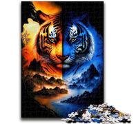 Jigsaw Puzzles for Adults Teenagers Jigsaws Puzzle Ice And Fire Tiger Suitable for People Aged 14 And Above Educational Game Challenge Toy Gift For Birthdays 26x38cm