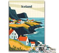 Jigsaw Puzzles for Adults Teenagers Jigsaws Puzzle Iceland Coastal Village Challenging Game And Family Play Educational Game for Birthday, Chrismas (size 38x26cm)