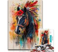 Jigsaw Puzzles for Adults Teenagers Jigsaws Puzzle Indian Horse,for Educational Game Challenge Toy Birthday Present,Gifts,Wall Art 70x100cm