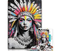 Jigsaw Puzzles for Adults Teenagers Jigsaws Puzzle Indian Princess Graffiti,Help The Brain Exercise Addictive Toys to Cultivate Patience Artists Collection,Fine Art (38x26cm)