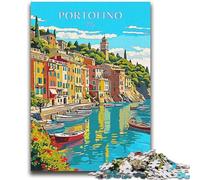 Jigsaw Puzzles for Adults Teenagers Jigsaws Puzzle Italy Portofino Travel for 14+ Unique Challenge Game Family Games Christmas Birthday Gifts (size 38x26cm)