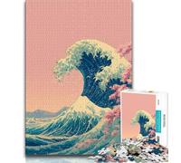 Jigsaw Puzzles for Adults Teenagers Jigsaws Puzzle Japanese Style Waves,Educational Family Game Wall Decoration Unique Birthday And Xmas Gifts 38X26CM