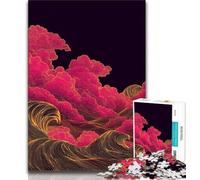 Jigsaw Puzzles for Adults Teenagers Jigsaws Puzzle Japanese Style Waves,Educational Stress Relief Toy for Is Ideal As A Gift for The Whole Family (38x26cm)