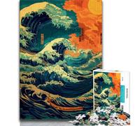 Jigsaw Puzzles for Adults Teenagers Jigsaws Puzzle Japanese Waves,for Educational Game Challenge Toy Birthday Present,Gifts,Wall Art (38x26cm)