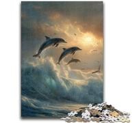 Jigsaw Puzzles for Adults Teenagers Jigsaws Puzzle Jumping Dolphin for Educational Game Challenge Toy Unique Home Decor And Gifts 50x75cm