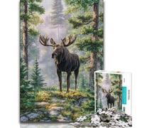 Jigsaw Puzzles for Adults Teenagers Jigsaws Puzzle Jungle Moose, Train Your Brain And Hands,Unique Birthday And Gifts for Age 14 Years Up 38x26cm