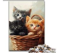 Jigsaw Puzzles for Adults Teenagers Jigsaws Puzzle Kitten in Flower Basket, for And from 14 Years And over Educational Learning Toys Family Games Birthday Present (Size 26x38cm)