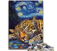 Jigsaw Puzzles for Adults Teenagers Jigsaws Puzzle Leopard Night Sky Quiz Game for Is Ideal As A Gift for The Whole Family 26x38cm
