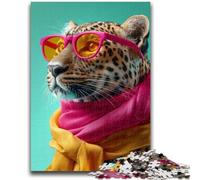 Jigsaw Puzzles for Adults Teenagers Jigsaws Puzzle Leopard Wearing A Scarf Brain Intelligence Challenge Addictive Toys Birthday Present, Gifts, Wall Art 50x75cm