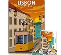 Jigsaw Puzzles for Adults Teenagers Jigsaws Puzzle Lisbon Portugal Tram Art,Challenging Game for Is Ideal As A Gift for The Whole Family (75x50cm)