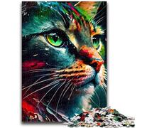 Jigsaw Puzzles for Adults Teenagers Jigsaws Puzzle Lively Colored Cat Face for 14+ Unique Challenge Game Family Games Christmas Birthday Gifts 38x26cm