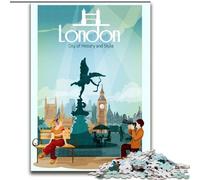 Jigsaw Puzzles for Adults Teenagers Jigsaws Puzzle London City Travel History, Stress Reliever Difficult Challenge Secret Santa Gifts for Age 14 Years Up 50x75cm