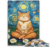 Jigsaw Puzzles for Adults Teenagers Jigsaws Puzzle Meditating Cat Challenging Game for The Whole for Women, Gifts for Men 50x75cm