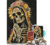 Jigsaw Puzzles for Adults Teenagers Jigsaws Puzzle Mexican Style Golden Skull,Educational Stress Relief Toy for Is Ideal As A Gift for The Whole Family 38x26cm