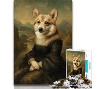 Jigsaw Puzzles for Adults Teenagers Jigsaws Puzzle Mona Lisa Corgi,for Educational Game Challenge Toy Birthday Present,Gifts,Wall Art (75x50cm)
