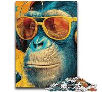 Jigsaw Puzzles for Adults Teenagers Jigsaws Puzzle Monkey Wearing Glasses Suitable for Ages 14 And Up Family Games Deal As Gifts for The Whole Family 50x75cm