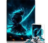 Jigsaw Puzzles for Adults Teenagers Jigsaws Puzzle Neon Samurai Warrior War,Challenging Game for Is Ideal As A Gift for The Whole Family 38X26CM