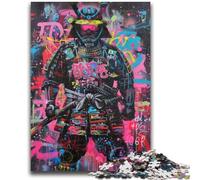 Jigsaw Puzzles for Adults Teenagers Jigsaws Puzzle Neon Samurai Warrior War, Family Fun Games Is Ideal As A Gift for The Whole Family 50X75CM