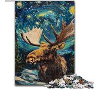 Jigsaw Puzzles for Adults Teenagers Jigsaws Puzzle Night Sky Moose, Decompressing Intellectual Educational Toy Birthday Present, Gifts, Wall Art (Size 26x38cm)