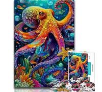 Jigsaw Puzzles for Adults Teenagers Jigsaws Puzzle Octopus Oil Painting,for Educational Game Challenge Toy Birthday Present,Gifts,Wall Art (75x50cm)