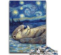 Jigsaw Puzzles for Adults Teenagers Jigsaws Puzzle Otter Night Sky for Age 14+ Educational Games For Adults And Teenagers Artwork Gift 26x38cm